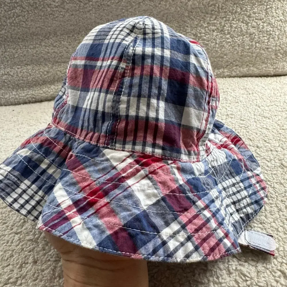 Pottery Barn Kids Reversible Stripe/Plaid Sun Bucket Hat